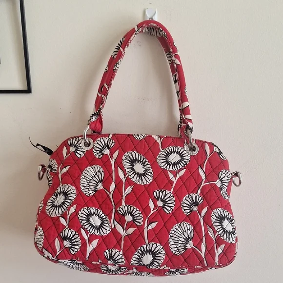 Vera Bradley Sophie Bag Deco Daisy Red White Black Floral Quilted Shoulder Bag - Picture 1 of 15